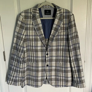 Tailorbyrd Linen Blend Plaid Blazer Jacket - 29274